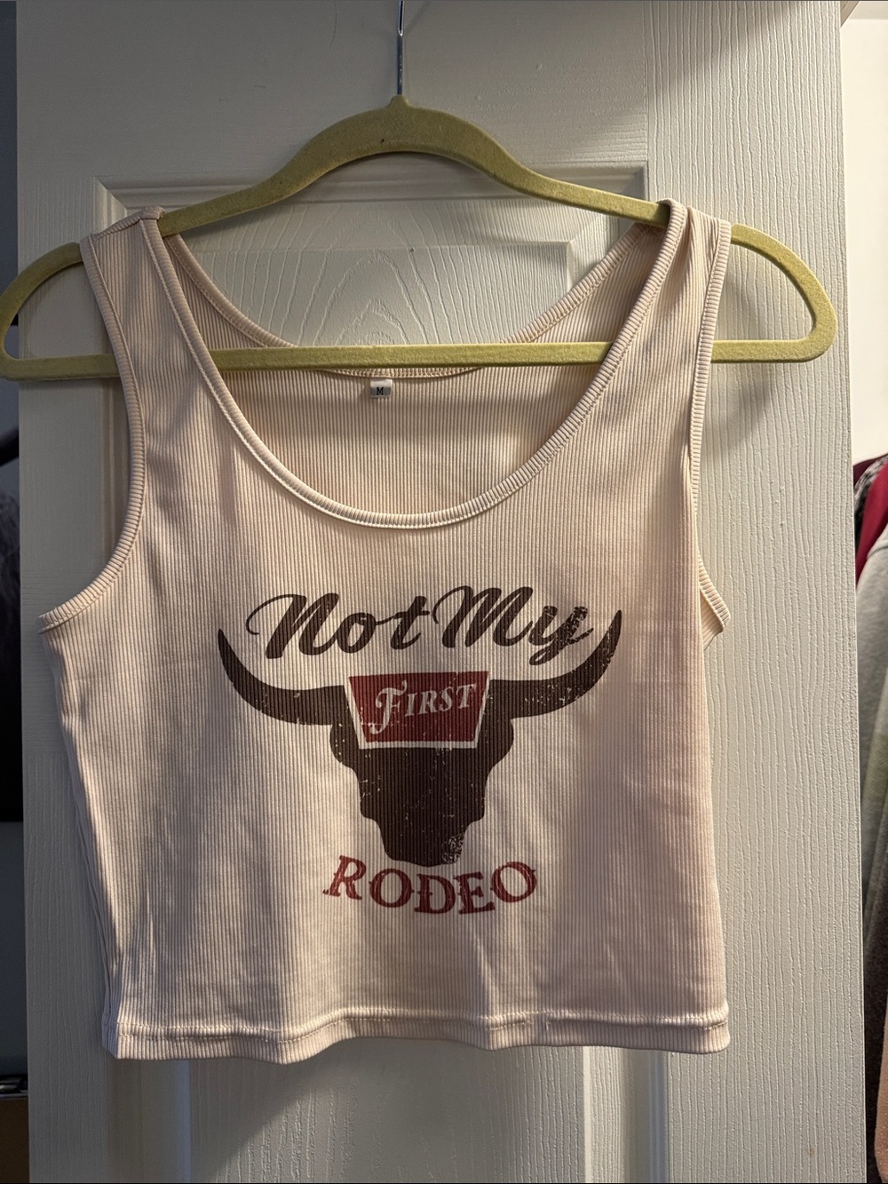 Not My First Rodeo Cream Graphic Rib Tank Top